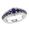 AMOUR AMOUR CREATED BLUE SAPPHIRE GRADUATED RING IN STERLING SILVER