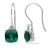 AMOUR AMOUR CREATED EMERALD SAPPHIRE EARRINGS WITH DIAMONDS IN 10K WHITE GOLD