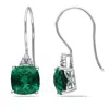 Amour Created Emerald Sapphire Earrings With Diamonds In 10k White Gold In White