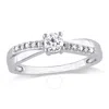 AMOUR AMOUR CREATED WHITE SAPPHIRE AND DIAMOND CROSSOVER RING IN STERLING SILVER