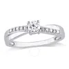 Amour Created White Sapphire And Diamond Crossover Ring In Sterling Silver In White