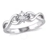 AMOUR AMOUR CREATED WHITE SAPPHIRE AND DIAMOND INFINITY RING IN STERLING SILVER