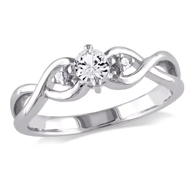 Amour Created White Sapphire And Diamond Infinity Ring In Sterling Silver In ["white"]