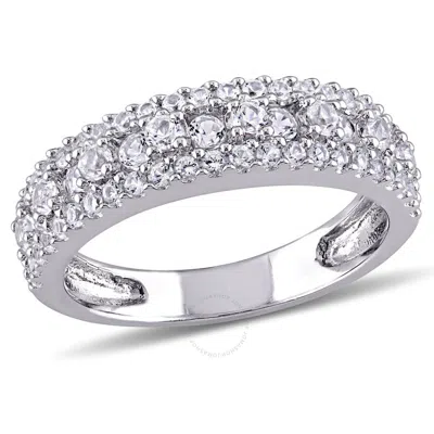 Amour Created White Sapphire Anniversary Band In Sterling Silver In Metallic
