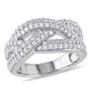 AMOUR AMOUR CREATED WHITE SAPPHIRE BRAIDED RING IN STERLING SILVER