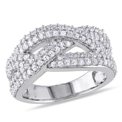 Amour Created White Sapphire Braided Ring In Sterling Silver In Metallic