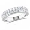 AMOUR AMOUR CREATED WHITE SAPPHIRE DOUBLE ROW RING IN STERLING SILVER