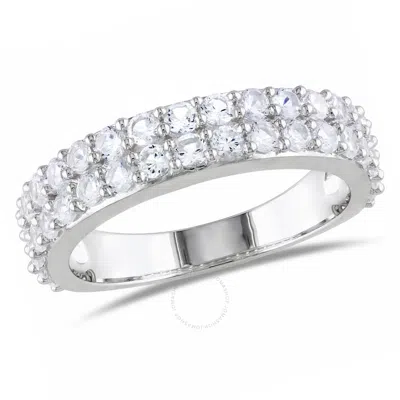 Amour Created White Sapphire Double Row Ring In Sterling Silver In Neutral