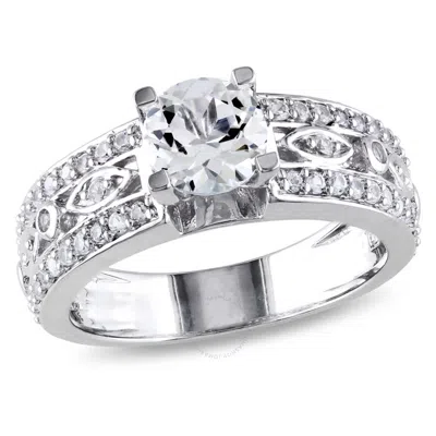 Amour Created White Sapphire Filigree Engagement Ring In Sterling Silver