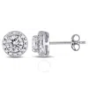 Amour Created White Sapphire Halo Stud Earrings In Sterling Silver In White