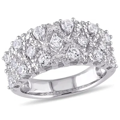 Amour Created White Sapphire Pave Lattice Ring In Sterling Silver In ["white"]