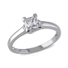 Amour Created White Sapphire Solitaire Ring In 10k White Gold In Gold / White