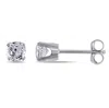 Amour Round Created White Sapphire Solitaire Earrings Jms003132 In Silver