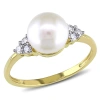 Amour Cultured Freshwater Pearl And 1/8 Ct Tw Diamond Ring In 10k Yellow Gold In Yellow