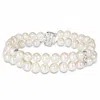 Amour Cultured Freshwater Pearl Double-row Bracelet With Sterling Silver Dividers And Clasp In White