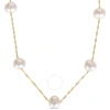 Amour Cultured Freshwater Pearl Tin Cup Necklace With 10k Yellow Gold Rope Chain And Clasp In Yellow