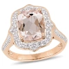 AMOUR AMOUR CUSHION-CUT MORGANITE AND 5/8 CT TW DIAMOND HALO ENGAGEMENT RING IN 14K ROSE GOLD
