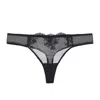 Amour D'agnette Women's Kim Stretch Lace & Mesh Thong- Black Opal In Black