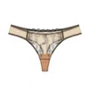 Amour D'agnette Women's Neutrals / Black Kim Thong In Floral Embroidery On Jelly Fabric