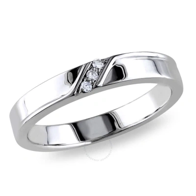 Amour Diamond 3-stone Men's Ring In Sterling Silver In White