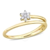 AMOUR AMOUR DIAMOND ACCENT FLORAL PROMISE RING IN YELLOW PLATED STERLING SILVER