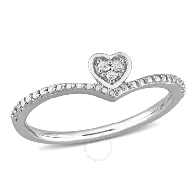 Amour Diamond Accent Heart Promise Ring In Sterling Silver In White