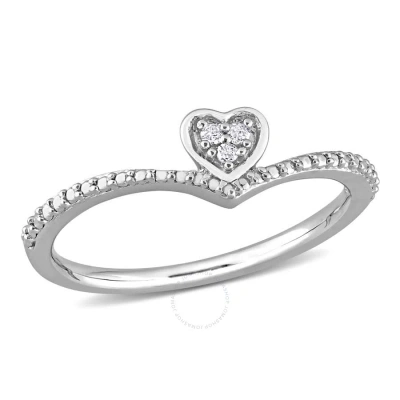 AMOUR AMOUR DIAMOND ACCENT HEART PROMISE RING IN STERLING SILVER