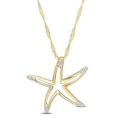 Pre-owned Amour Diamond Accent Starfish Pendant With Chain In 10k Yellow Gold