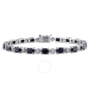 AMOUR AMOUR DIAMOND AND 11 1/6 CT TGW BLACK SAPPHIRE BRACELET IN STERLING SILVER