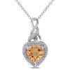 AMOUR AMOUR DIAMOND AND CITRINE HEART TWIST PENDANT WITH CHAIN IN STERLING SILVER