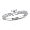 AMOUR AMOUR DIAMOND AND CREATED WHITE SAPPHIRE ENGAGEMENT RING IN STERLING SILVER