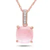 Amour 10k Rose Gold Diamond And Pink Opal Pendant With Chain In Pink