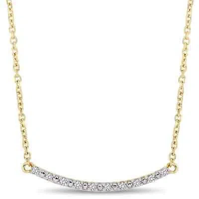 Pre-owned Amour Diamond Bar Necklace In 10k Yellow Gold In Check Description