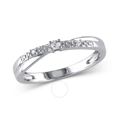 Amour Diamond Beaded Crossover Engagement Ring In 10k White Gold In Gold / Gold Tone / White
