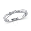 Amour Diamond Beaded Crossover Engagement Ring In 10k White Gold In Gold / Gold Tone / White