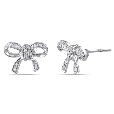 Amour Sterling Silver 0.05 Ct Tdw Diamond Ear Pin Earrings In White