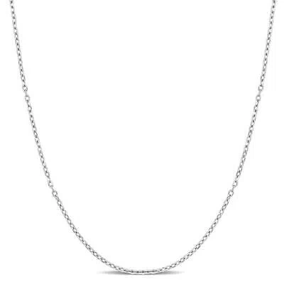 Pre-owned Amour Diamond Cut Cable Chain Necklace In Platinum, 16 In In White