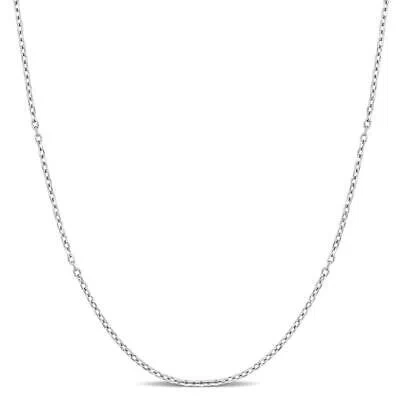 Pre-owned Amour Diamond Cut Cable Chain Necklace In Platinum, 18 In In White