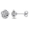 Amour Delmar Diamond Floral Stud Earrings In Sterling Silver In Silver