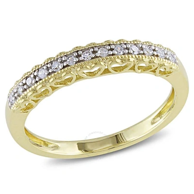 Amour Diamond Heart Anniversary Band In 10k Yellow Gold In Gold / White / Yellow