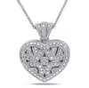 Amour Sterling Silver 0.06 Ct Diamond Heart-shape Locket Necklace Jms002669 In Silver
