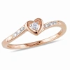 AMOUR AMOUR DIAMOND HEART RING IN ROSE PLATED STERLING SILVER