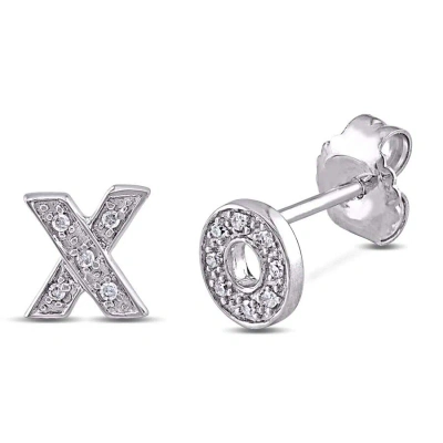 Amour Diamond Hugs And Kisses Earrings In Sterling Silver In Metallic