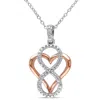 Amour Diamond Infinity Heart Pendant With Chain In 2-tone Pink And White Sterling Silver In Multi-color