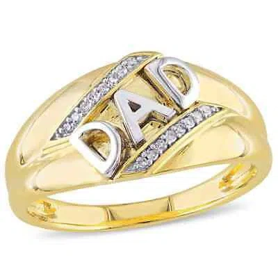 Pre-owned Amour Diamond Men's "dad" Ring In 10k Yellow Gold In Check Description