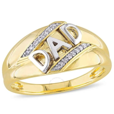 Amour Diamond Men's "dad" Ring In 10k Yellow Gold In Two Tone  / Gold / Gold Tone / White / Yellow