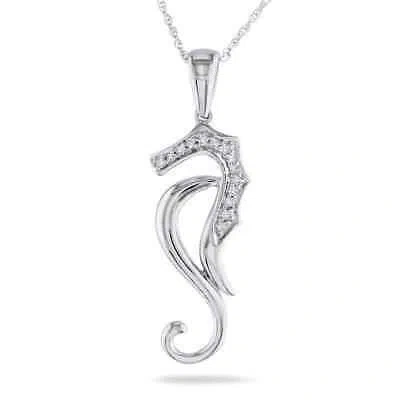 Pre-owned Amour Diamond Nautical Pendant With Chain In 10k White Gold In Check Description