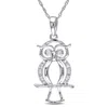 Amour Diamond-accent Owl White Gold Pendant Jms002940 In Gold / Spring / White