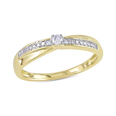Pre-owned Amour Diamond Promise Ring In 10k Yellow Gold In Check Description