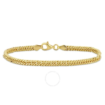 Amour Double Curb Link Chain Bracelet In Yellow Plated Sterling Silver In Gold